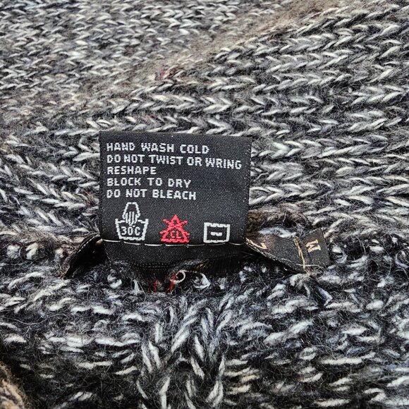 Vintage I.B. Diffusion Cable Knit Open Duster Cardigan Black/Gray/White Size M - Picture 5 of 5